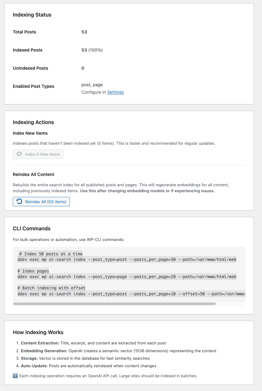 Content Indexing Configuration Panel